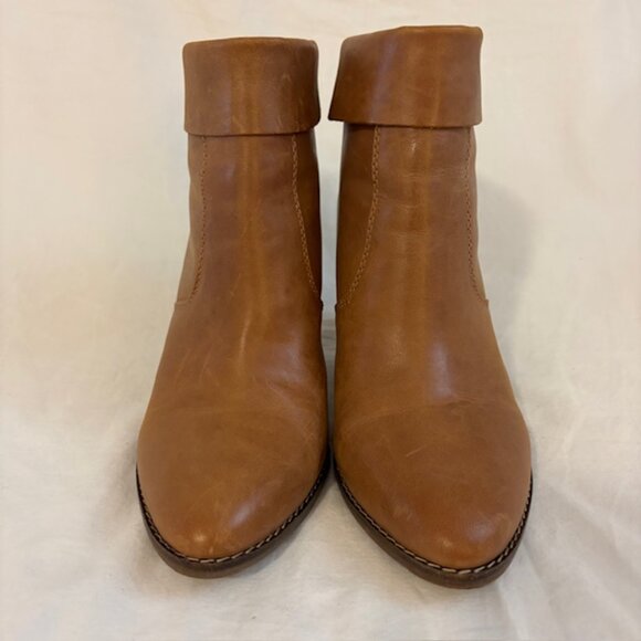 Lucky Brand "Nycott" Tan Leather Cuffed Heeled Ankle Boot, Size 6 1/2M/37 - Picture 5 of 14